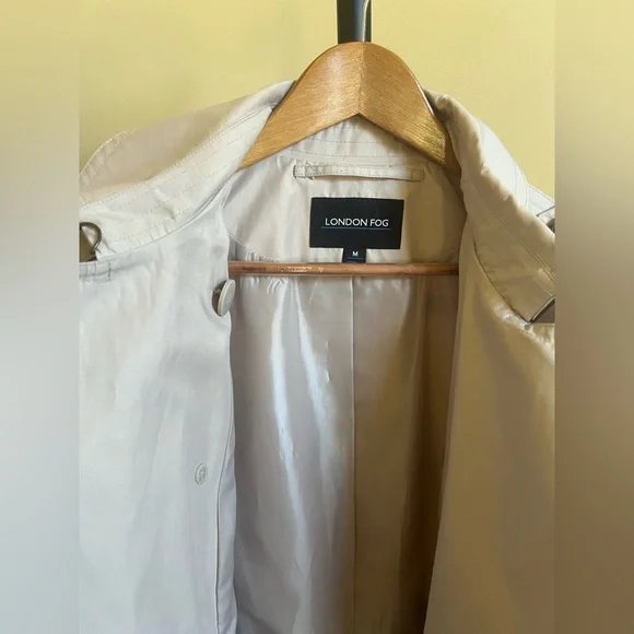 London Fog Trench Belted Raincoat Light Beige Size M - Picture 10 of 15